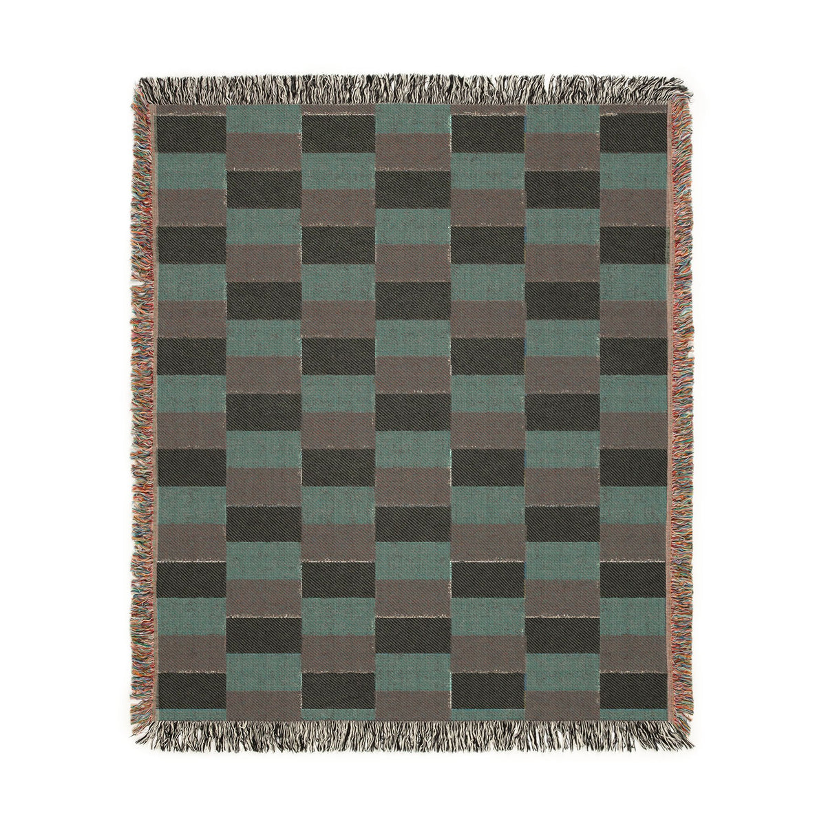 France Flag Checkered Stripe Woven Blanket | Geometric Throw, Navy Rust Cream - Proud & Loyal