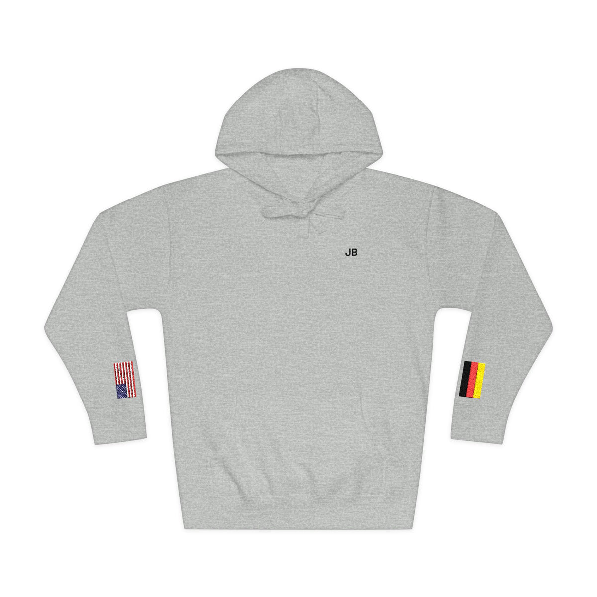 German American Flag Fleece Hoodie | Germany USA Dual Heritage Gift | Personalized Initials | Embroidered Sleeve Flags - Proud & Loyal