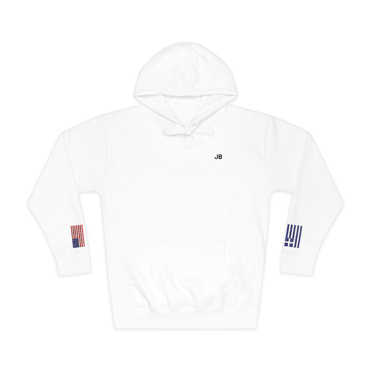 Greek American Flag Fleece Hoodie | Greece USA Dual Heritage Gift | Personalized Initials | Embroidered Sleeve Flags - Proud & Loyal