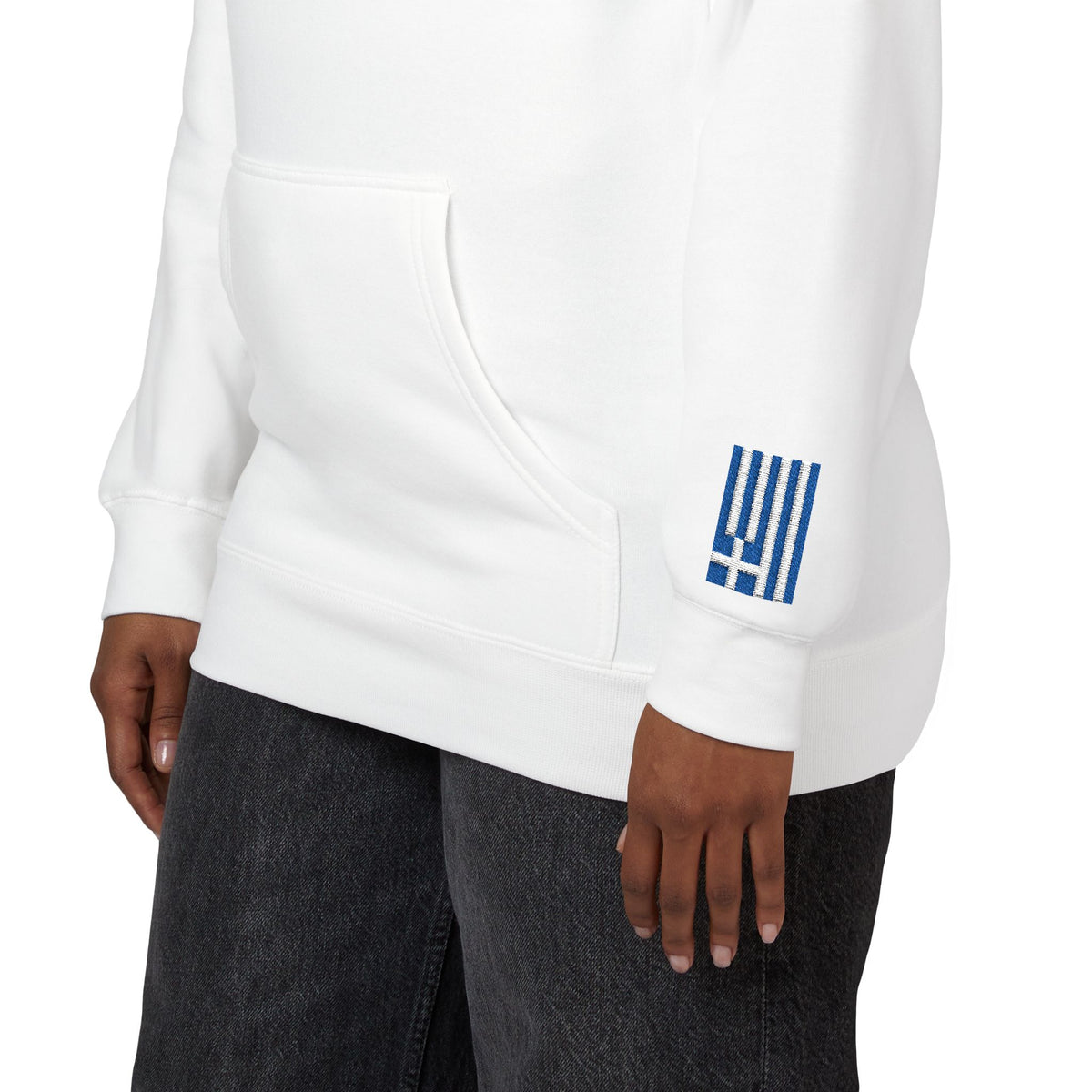 Greek Australian Flag Fleece Hoodie | Greece Australia Dual Heritage Gift | Personalized Initials | Embroidered Sleeve Flags - Proud & Loyal