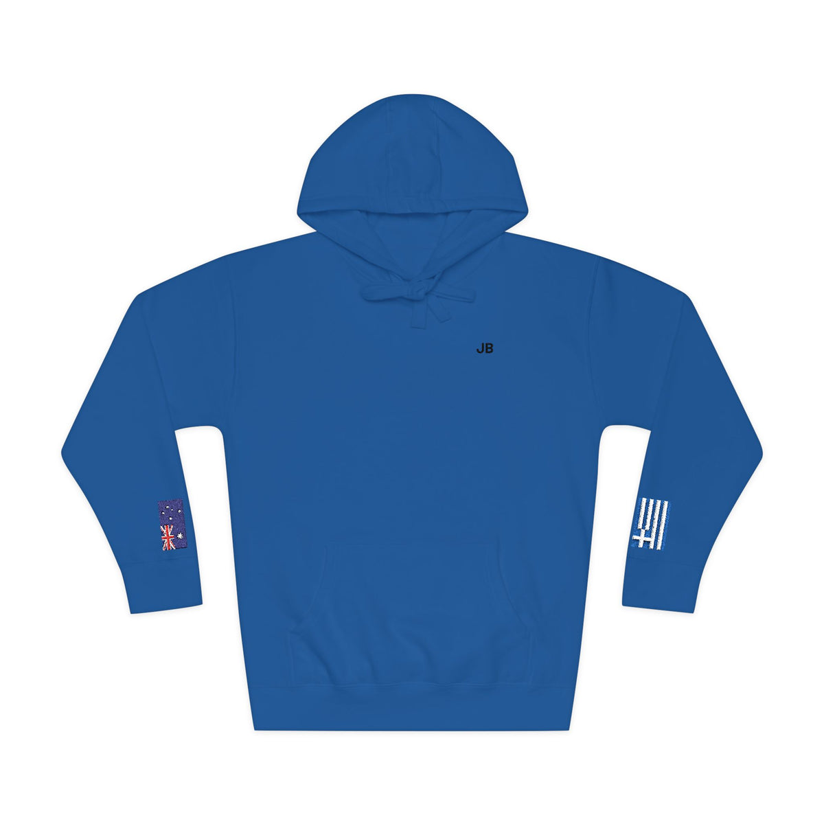 Greek Australian Flag Fleece Hoodie | Greece Australia Dual Heritage Gift | Personalized Initials | Embroidered Sleeve Flags - Proud & Loyal