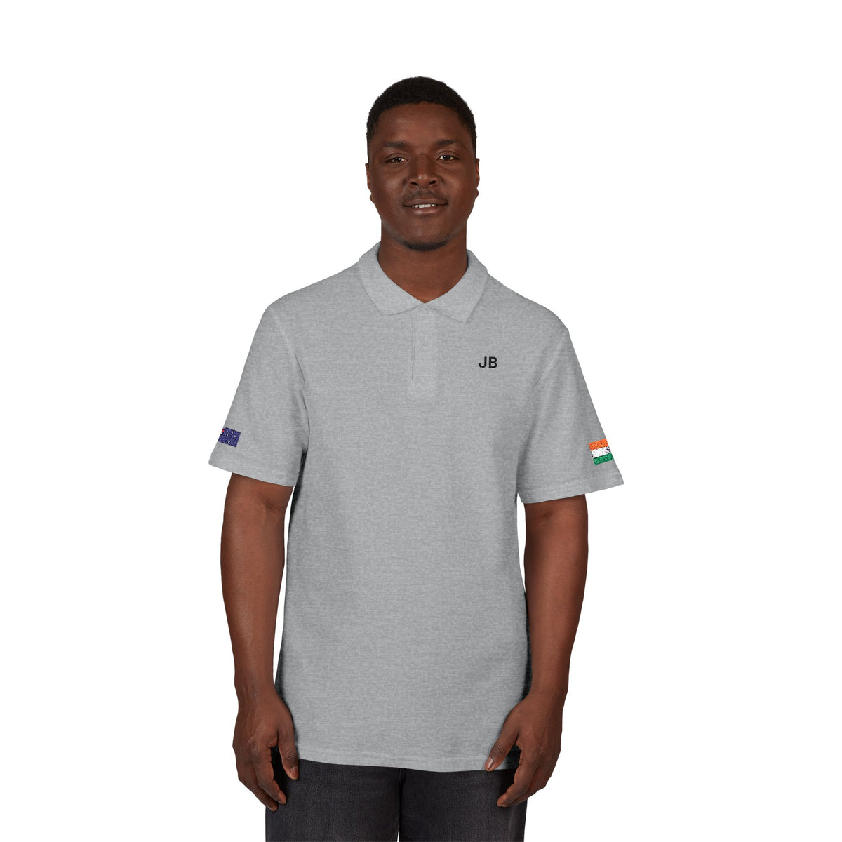 Indian Australian Embroidered Polo Shirt | India Australia Dual Heritage Polo | Personalized Initials | Two Flag Heritage Gift - Proud & Loyal