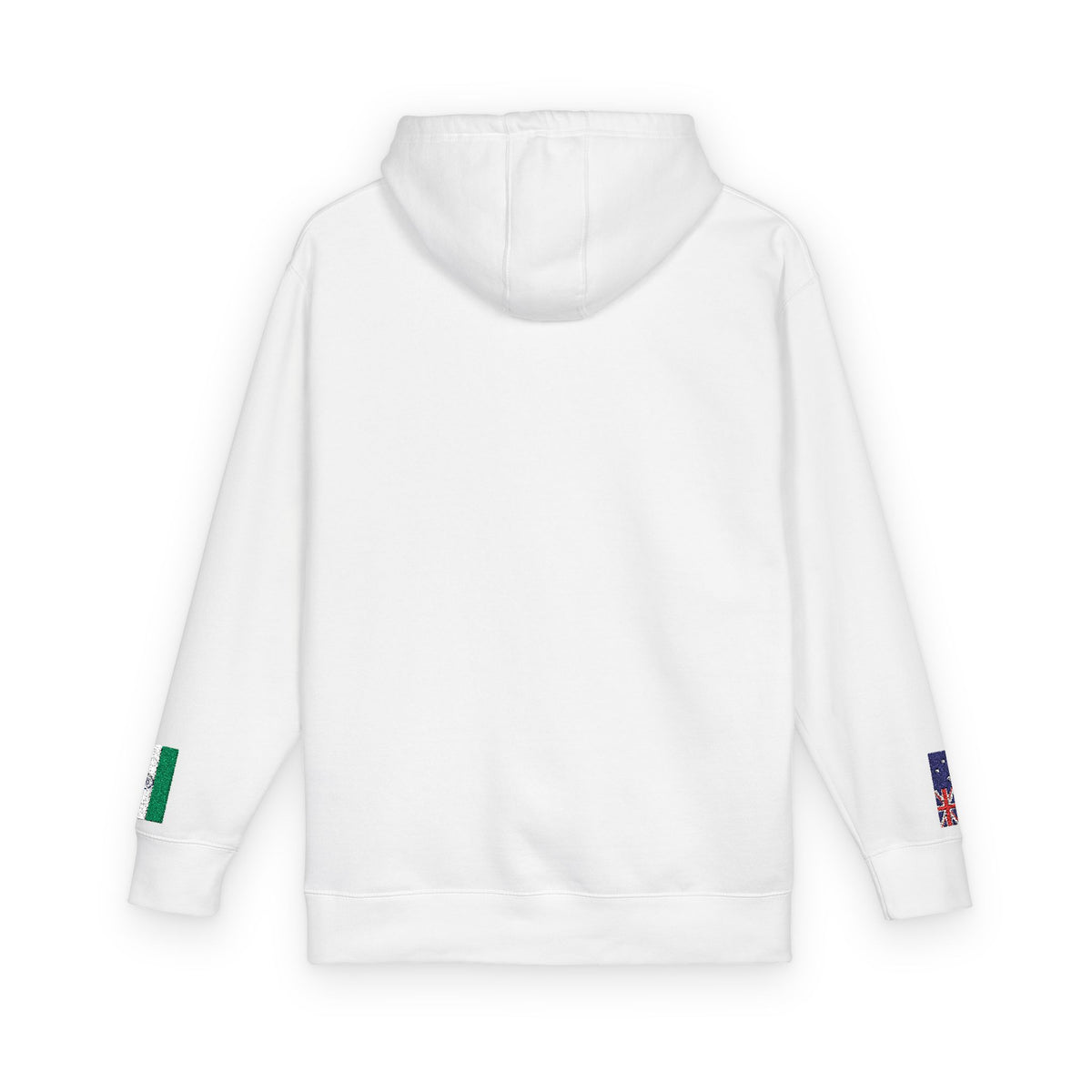 Indian Australian Flag Fleece Hoodie | India Australia Dual Heritage Gift | Personalized Initials | Embroidered Sleeve Flags - Proud & Loyal