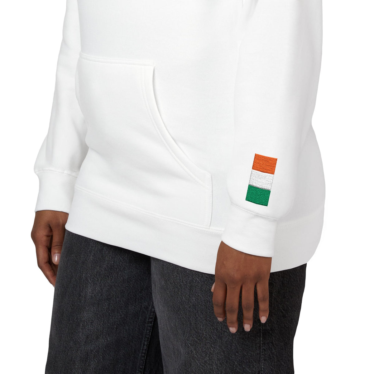 Irish American Flag Fleece Hoodie | Ireland USA Dual Heritage Naturalization Gift | Personalized Initials | Embroidered Sleeve Flags - Proud & Loyal