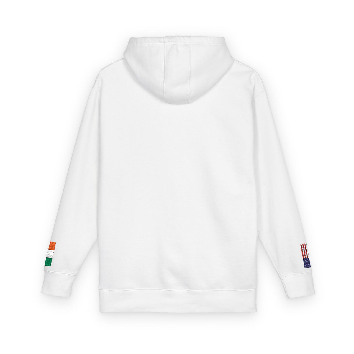 Irish American Flag Fleece Hoodie | Ireland USA Dual Heritage Naturalization Gift | Personalized Initials | Embroidered Sleeve Flags - Proud & Loyal