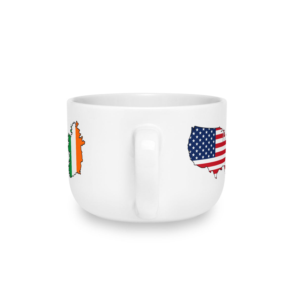 Irish American Personalized Mug, Ireland Eire USA Dual Heritage Travel Gift, Custom Initials, 25 oz Oversized Latte Mug - Proud & Loyal