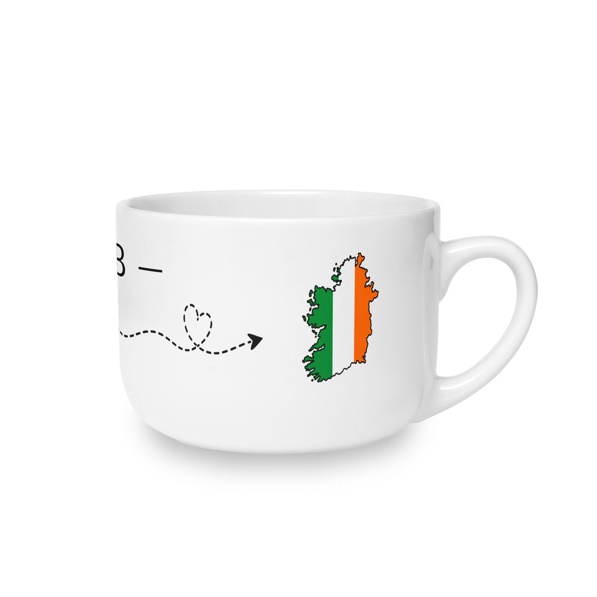 Irish American Personalized Mug, Ireland Eire USA Dual Heritage Travel Gift, Custom Initials, 25 oz Oversized Latte Mug - Proud & Loyal
