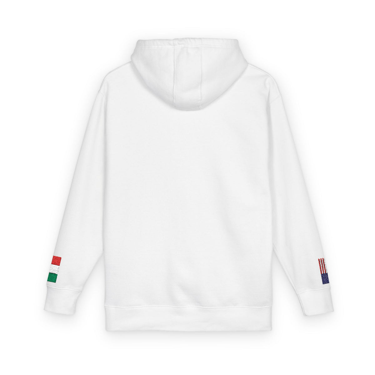 Italian American Flag Fleece Hoodie | Italy USA Dual Heritage Naturalization Gift | Personalized Initials | Embroidered Sleeve Flags - Proud & Loyal