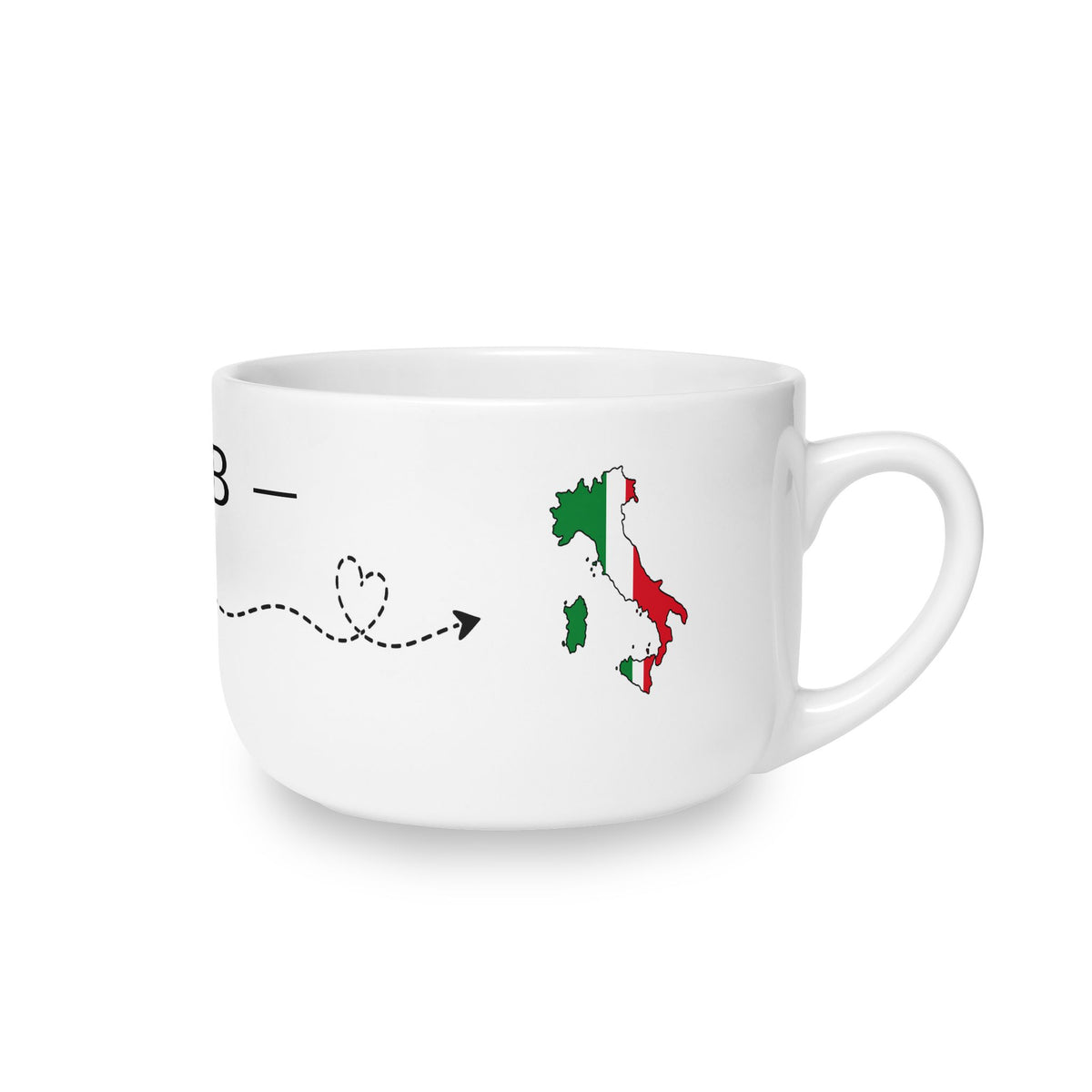Italian American Personalized Mug, Italy Italia USA Dual Heritage Travel Gift, Custom Initials, 25 oz Oversized Latte Mug Soup Bowl - Proud & Loyal