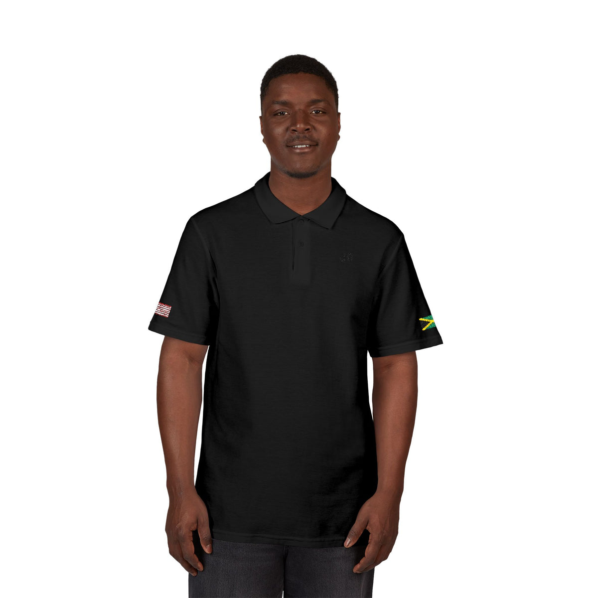 Jamaican American Heritage Polo Shirt, Jamaica USA Flag Embroidered Polo, Custom Initials, Cotton Pique Shirt, Jamaican Gift - Proud & Loyal