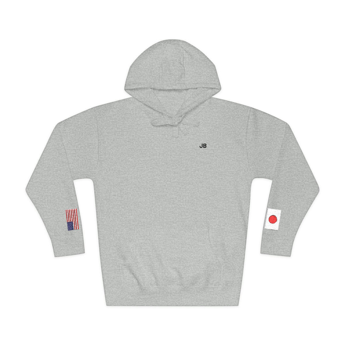 Japanese American Flag Fleece Hoodie | Japan USA Dual Heritage Gift | Personalized Initials | Embroidered Sleeve Flags - Proud & Loyal