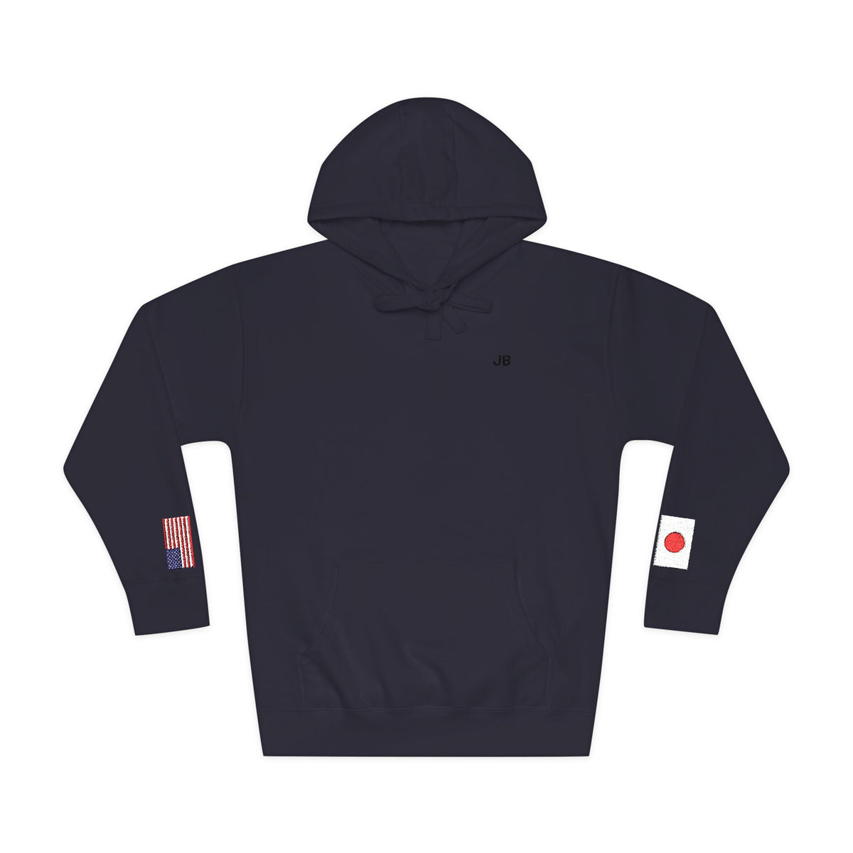 Japanese American Flag Fleece Hoodie | Japan USA Dual Heritage Gift | Personalized Initials | Embroidered Sleeve Flags - Proud & Loyal