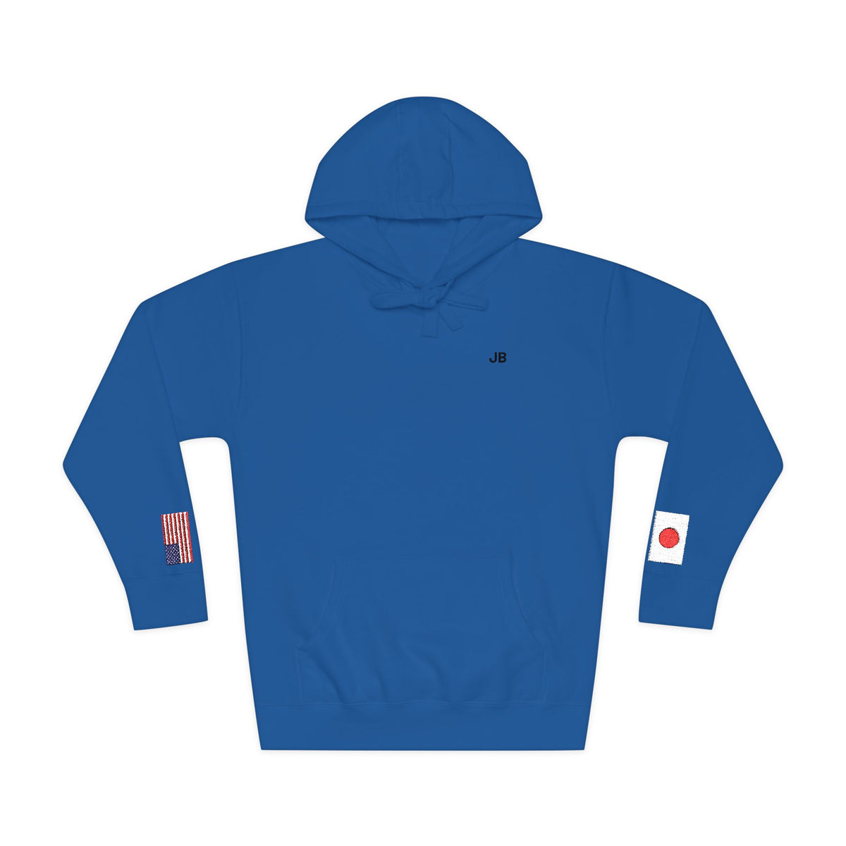 Japanese American Flag Fleece Hoodie | Japan USA Dual Heritage Gift | Personalized Initials | Embroidered Sleeve Flags - Proud & Loyal