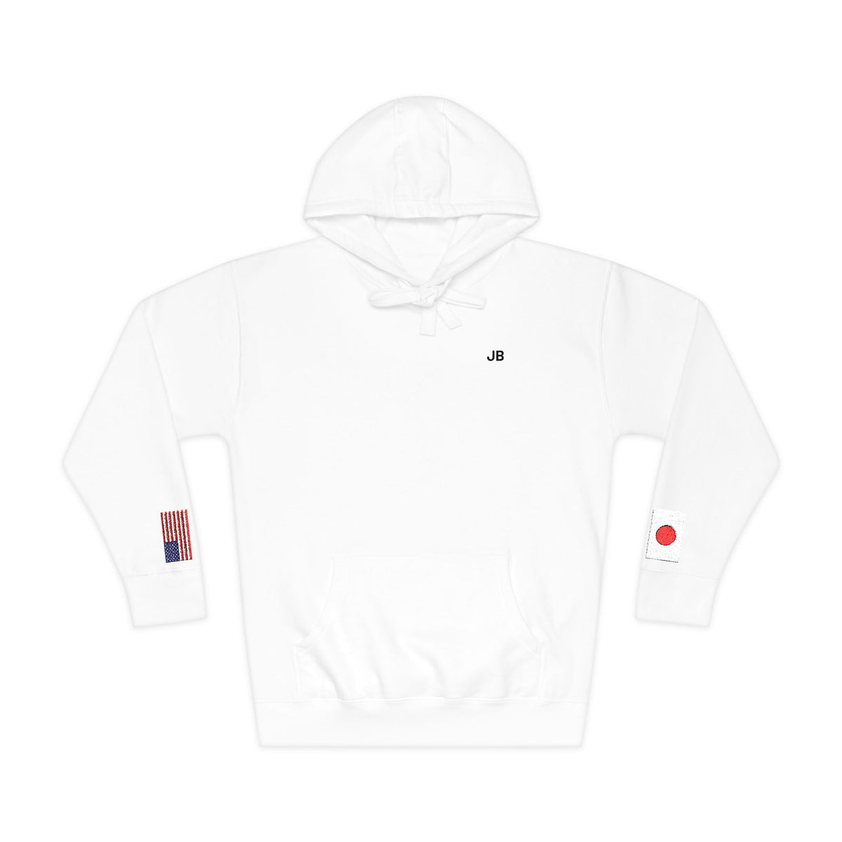 Japanese American Flag Fleece Hoodie | Japan USA Dual Heritage Gift | Personalized Initials | Embroidered Sleeve Flags - Proud & Loyal