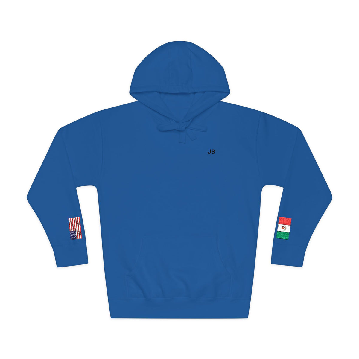 Mexican American Flag Fleece Hoodie | Mexico USA Dual Heritage Naturalization Gift | Personalized Initials | Embroidered Sleeve Flags - Proud & Loyal