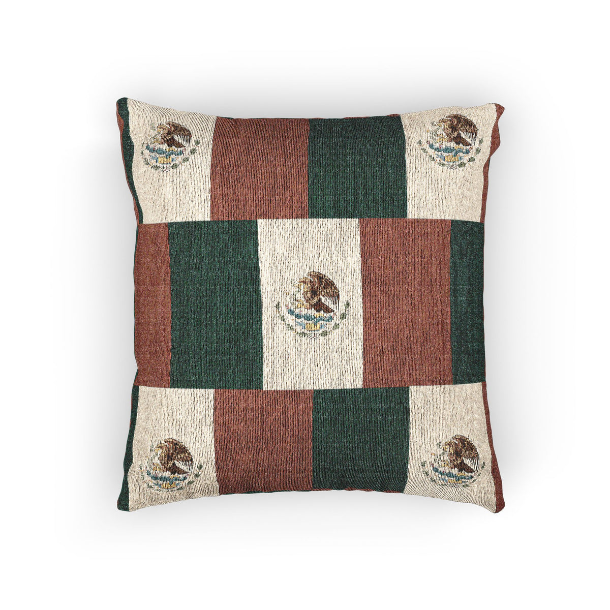 Mexican Flag Emblem Pillow | Mexico Woven Decorative Pillow, Southwestern Home Decor - Proud & Loyal