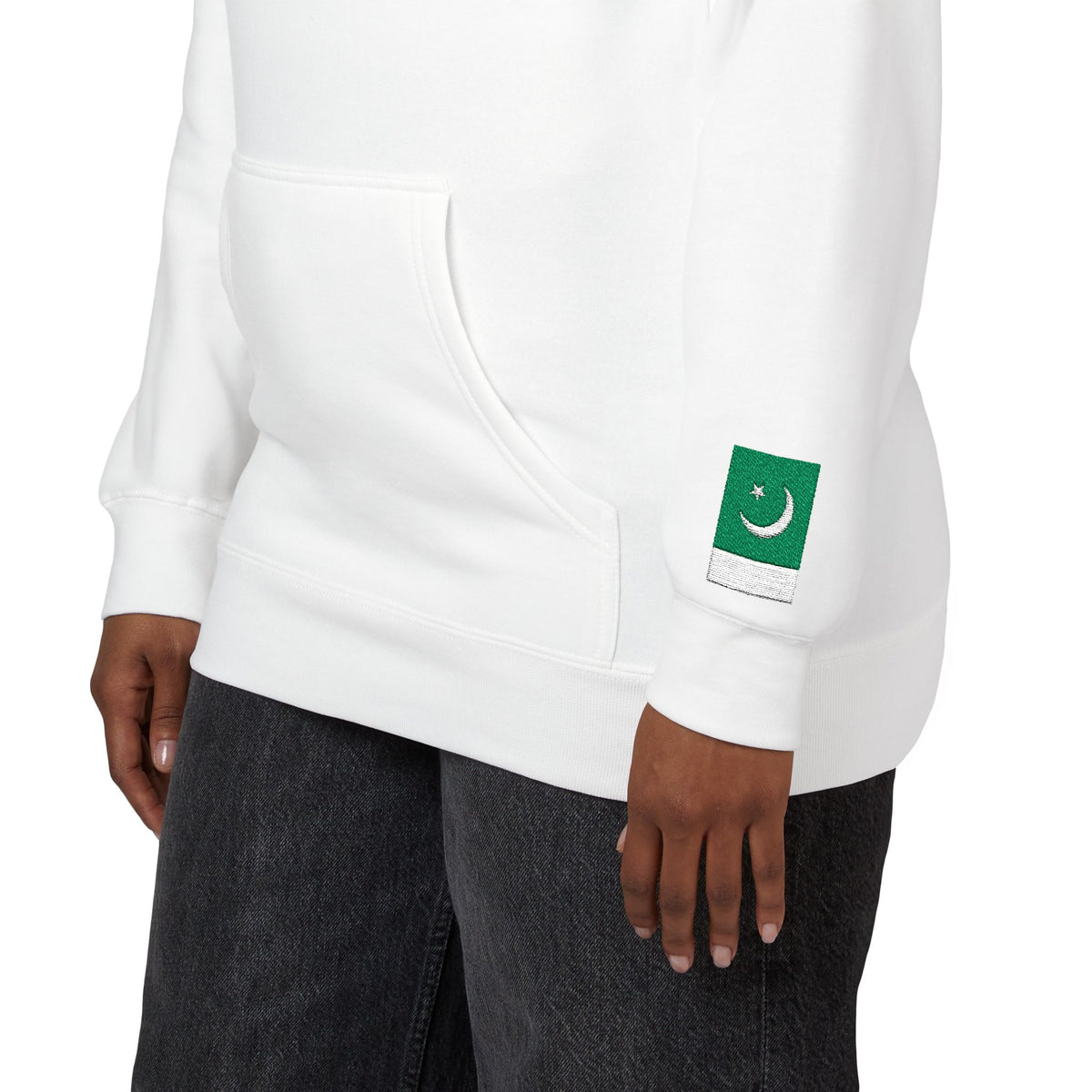 Pakistani British Flag Fleece Hoodie | Pakistan UK Dual Heritage Gift | Personalized Initials | Embroidered Sleeve Flags | United Kingdom - Proud & Loyal