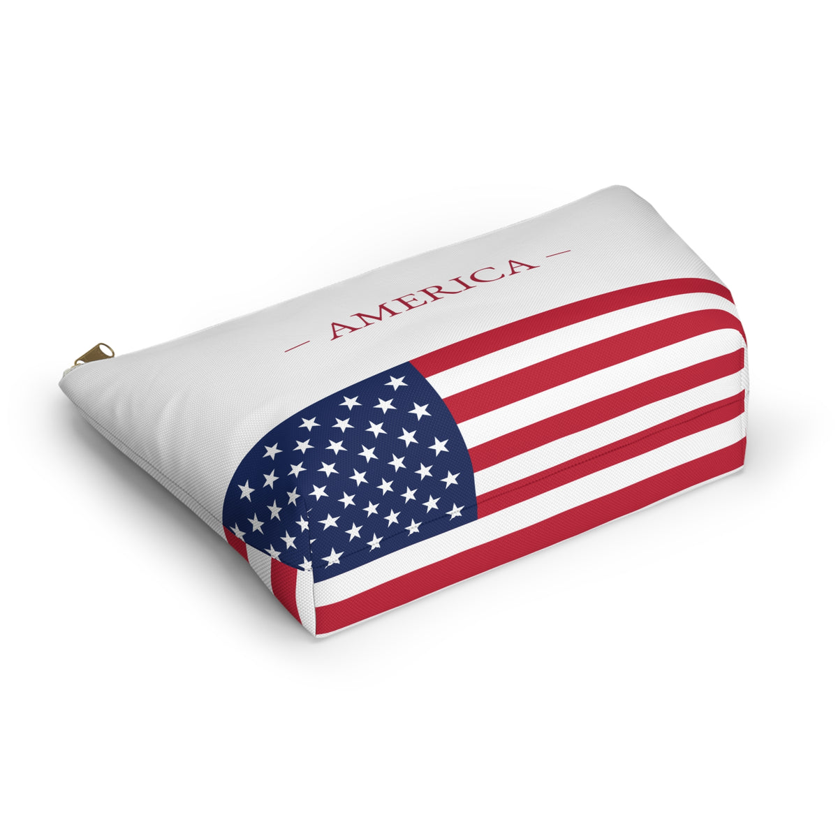 Personalized American Flag Accessory Pouch, USA Pride Cosmetic Bag, Custom Name Travel Makeup Organizer, American Gift - Proud & Loyal