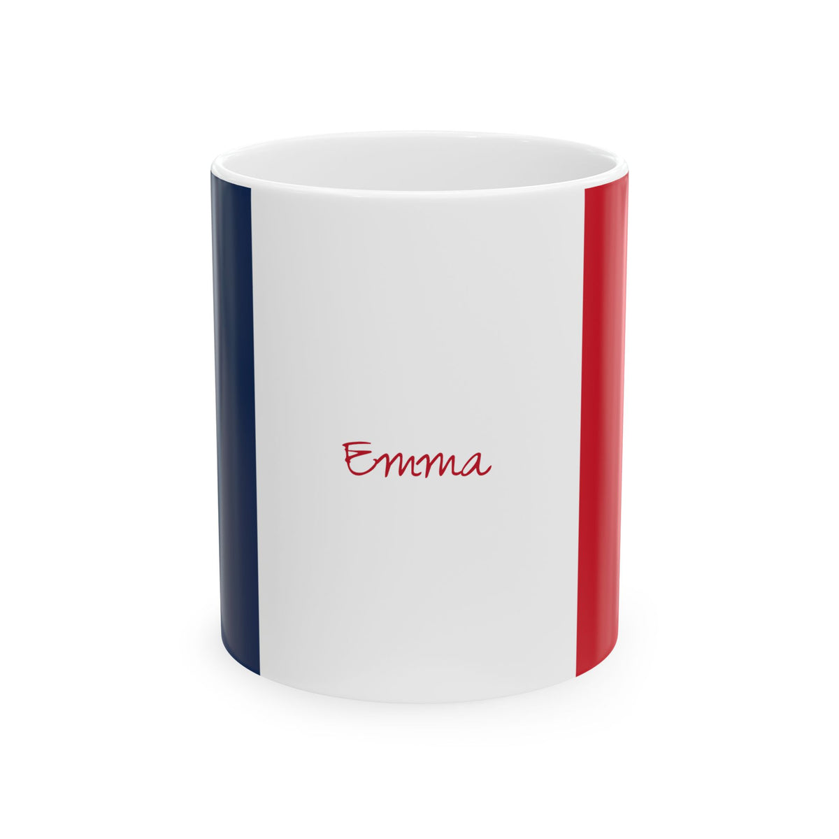 Personalized France Flag Cup | Red White Blue Striped Name Date Mug | Ceramic Mug, New Citizen, Naturalization Gift, Heritage Gift - Proud & Loyal