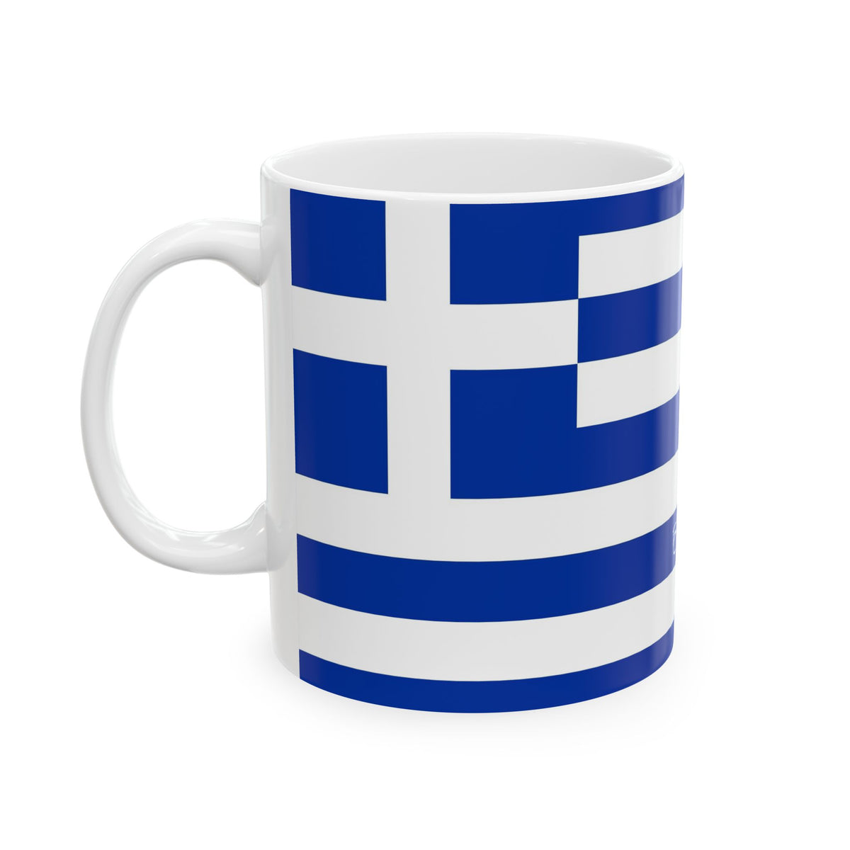 Personalized Greek Flag Navy Blue Striped Mug | Greece Ceramic Coffee Cup, New Citizen, Naturalization Gift, Heritage Gift - Proud & Loyal