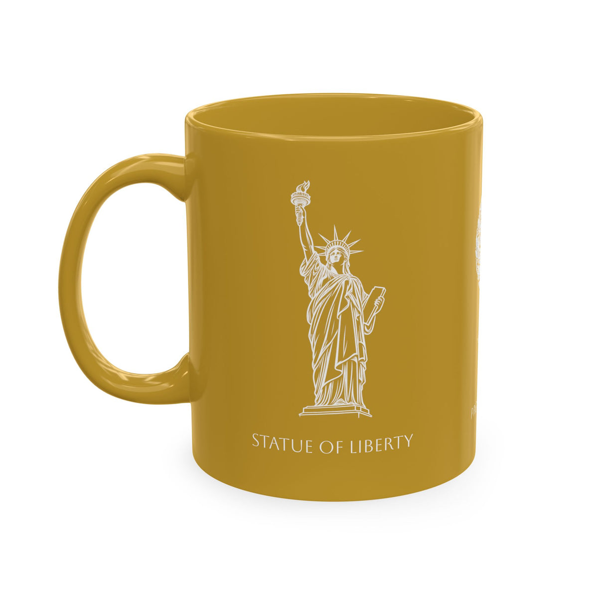Personalized Initials and Name Monogram Wreath Ceramic Mug | Statue of Liberty Illustration | United States Flag Silhouette - Proud & Loyal