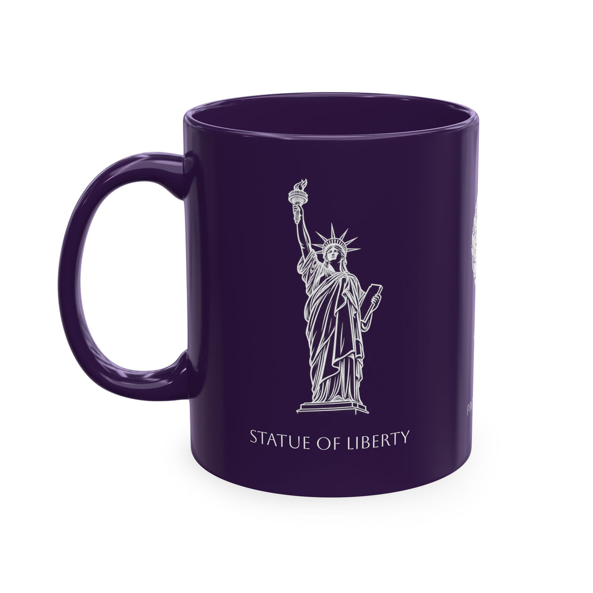 Personalized Initials and Name Monogram Wreath Ceramic Mug | Statue of Liberty Illustration | United States Flag Silhouette - Proud & Loyal