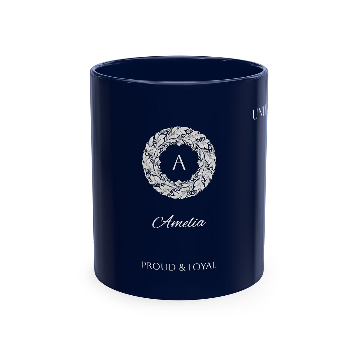 Personalized Initials and Name Monogram Wreath Mug Ceramic Mug | United Kingdom London Big Ben Accent - Proud & Loyal