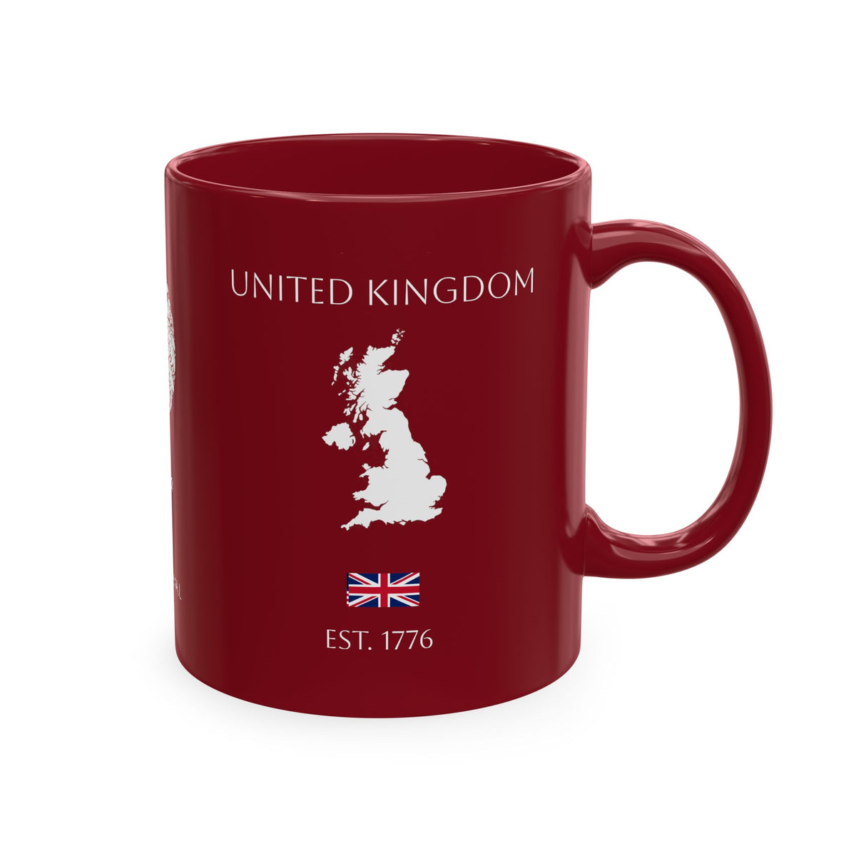 Personalized Initials and Name Monogram Wreath Mug Ceramic Mug | United Kingdom London Big Ben Accent - Proud & Loyal