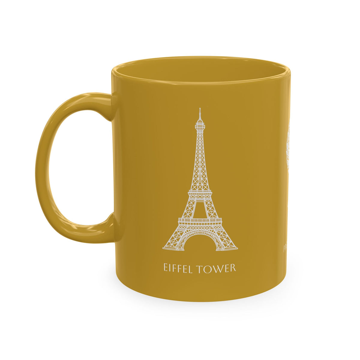 Personalized Initials & Name Monogram Wreath Ceramic Mug | Eiffel Tower Paris Illustration | France Flag and Silhouette Map - Proud & Loyal