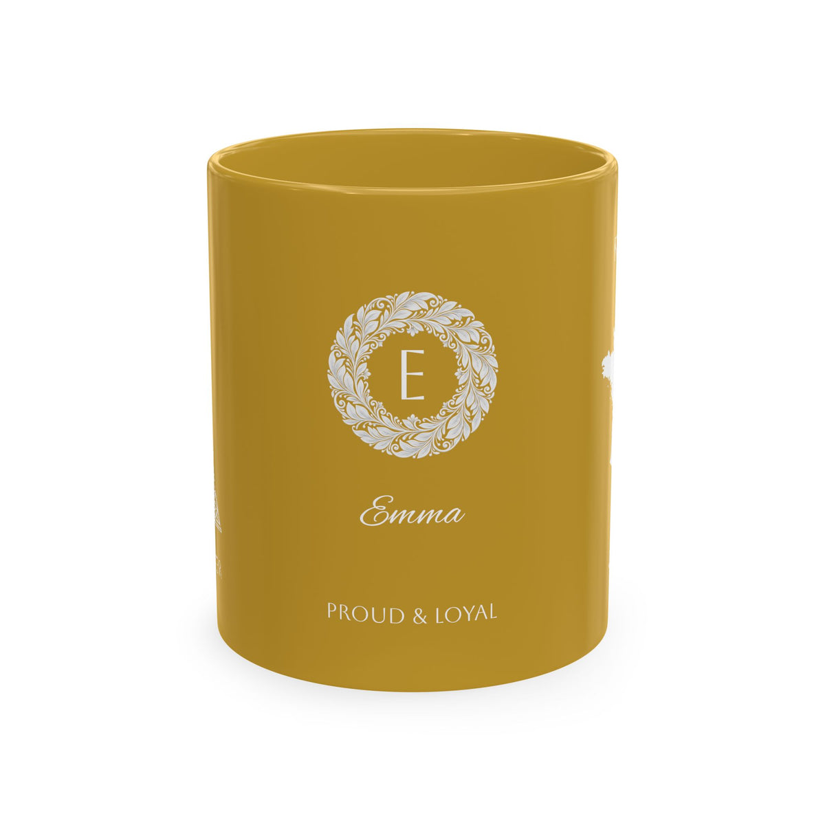 Personalized Initials & Name Monogram Wreath Ceramic Mug | Eiffel Tower Paris Illustration | France Flag and Silhouette Map - Proud & Loyal