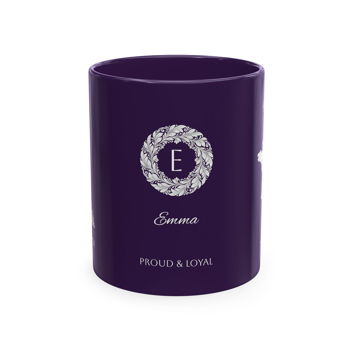 Personalized Initials & Name Monogram Wreath Ceramic Mug | Eiffel Tower Paris Illustration | France Flag and Silhouette Map - Proud & Loyal