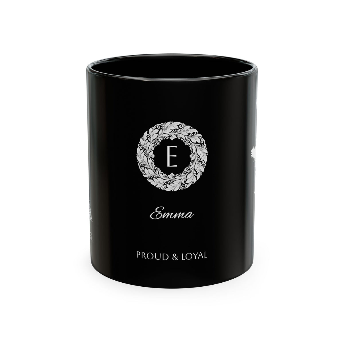 Personalized Initials & Name Monogram Wreath Ceramic Mug | Eiffel Tower Paris Illustration | France Flag and Silhouette Map - Proud & Loyal