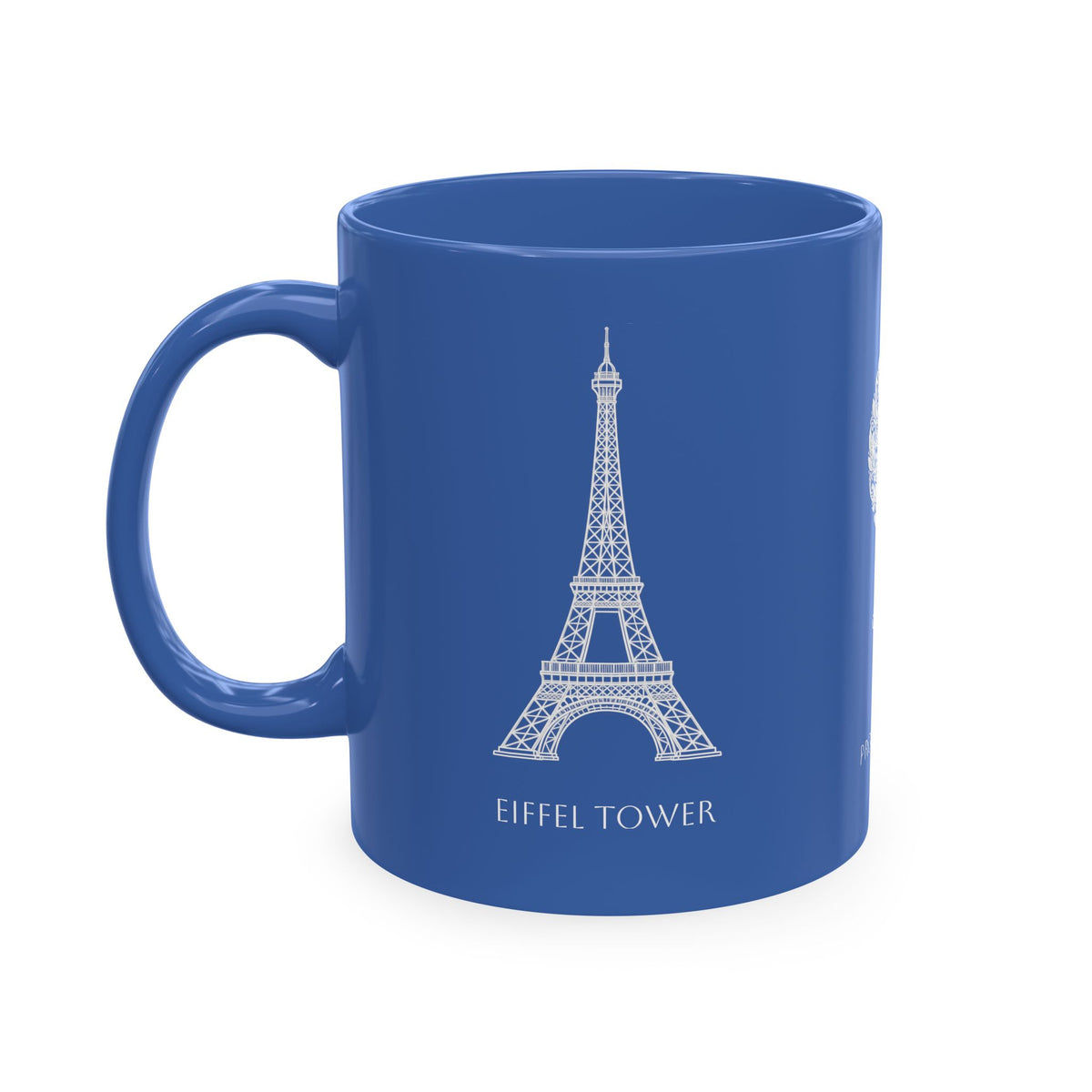Personalized Initials & Name Monogram Wreath Ceramic Mug | Eiffel Tower Paris Illustration | France Flag and Silhouette Map - Proud & Loyal