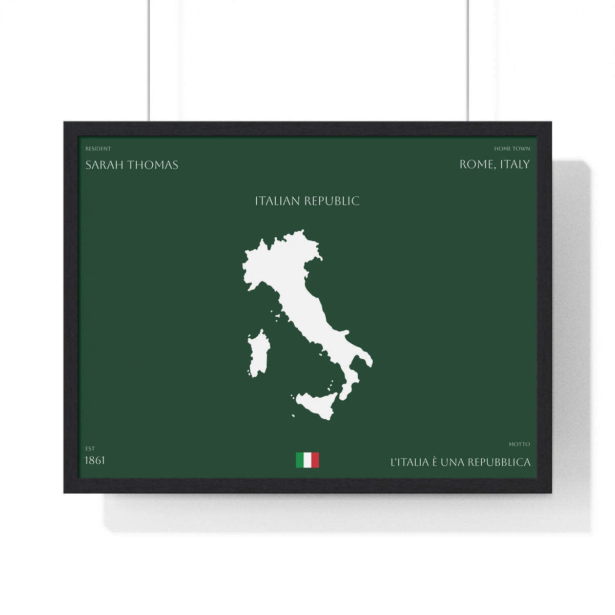 Personalized Italy Map Framed Poster | Italian Heritage Name & Hometown Wall Art - Proud & Loyal