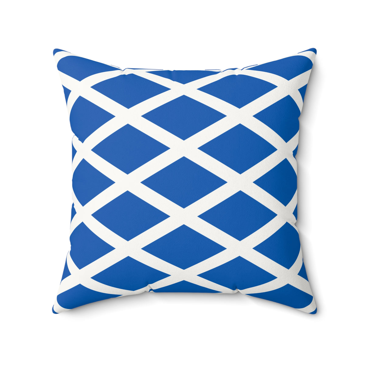 Personalized Scottish Flag Nautical Lattice Blue and White Pillow | Scotland Faux Suede Flag Geometric Throw Pillow - Proud & Loyal