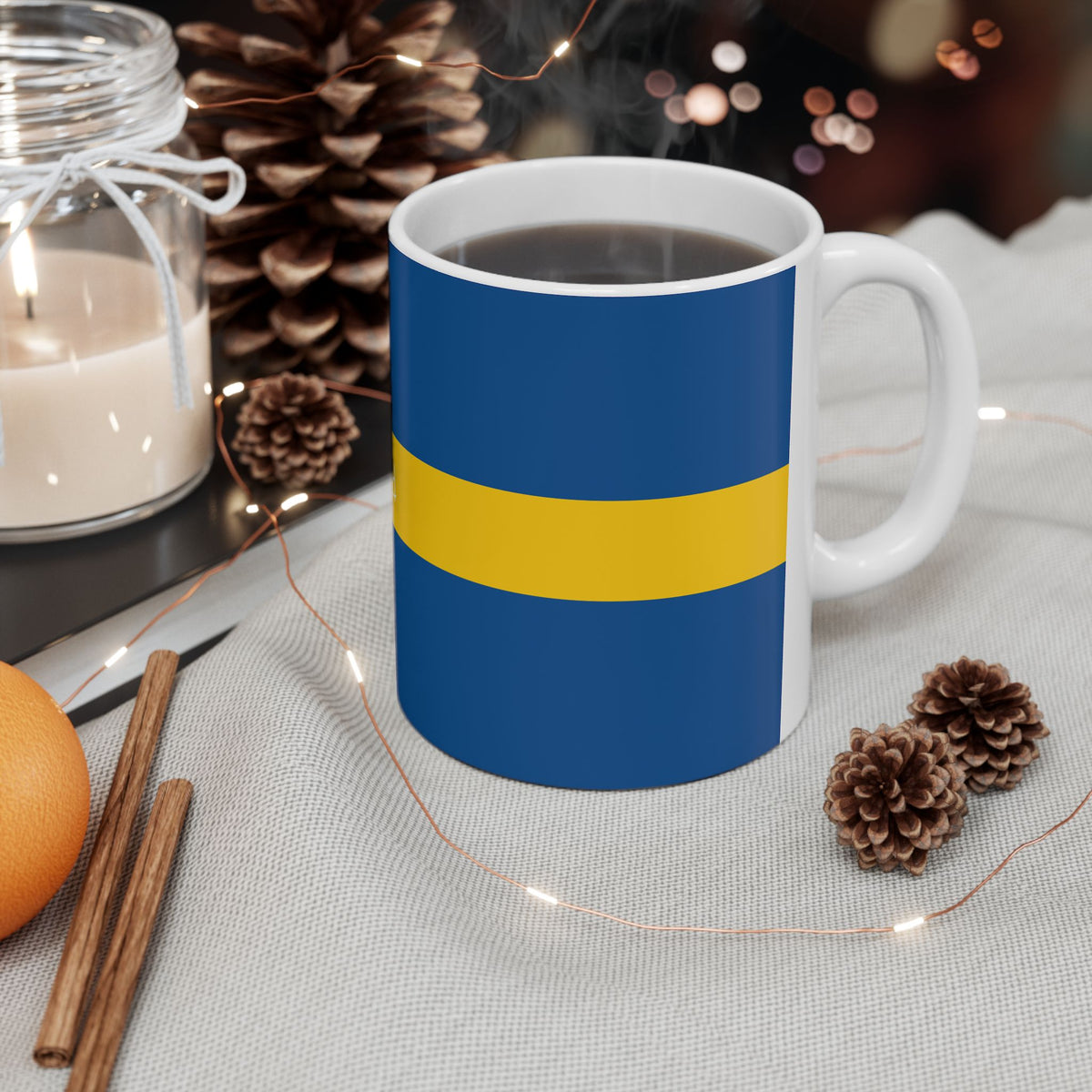 Personalized Swedish Flag Stripe Mug | Ceramic Coffee Tea Cup, New Citizen, Naturalization Gift, Heritage Gift - Proud & Loyal