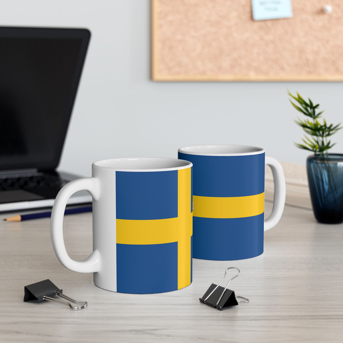 Personalized Swedish Flag Stripe Mug | Ceramic Coffee Tea Cup, New Citizen, Naturalization Gift, Heritage Gift - Proud & Loyal