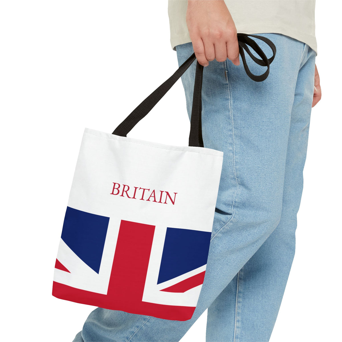 Personalized UK Flag Tote Bag, Custom Name British Heritage Bag, Union Jack Travel Beach Tote, Britain Pride Gift - Proud & Loyal