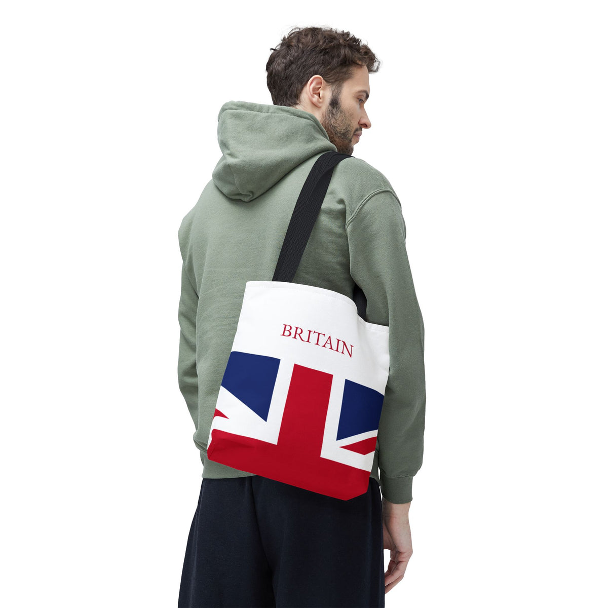 Personalized UK Flag Tote Bag, Custom Name British Heritage Bag, Union Jack Travel Beach Tote, Britain Pride Gift - Proud & Loyal