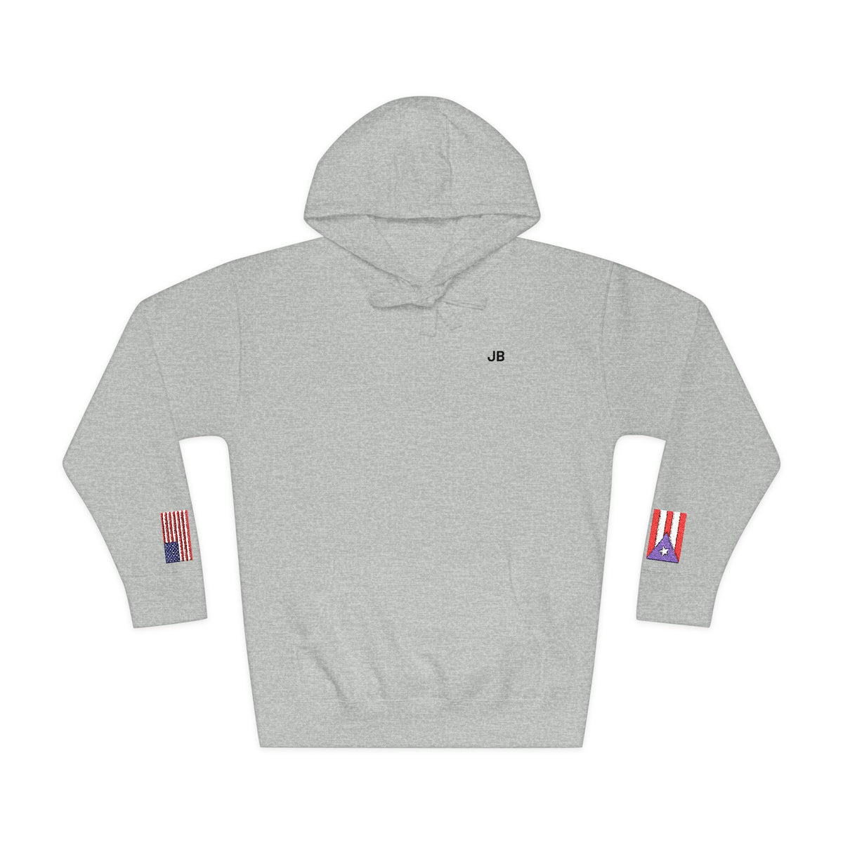Puerto Rican American Flag Fleece Hoodie | Puerto Rico USA Dual Heritage Gift | Personalized Initials | Embroidered Sleeve Flags - Proud & Loyal