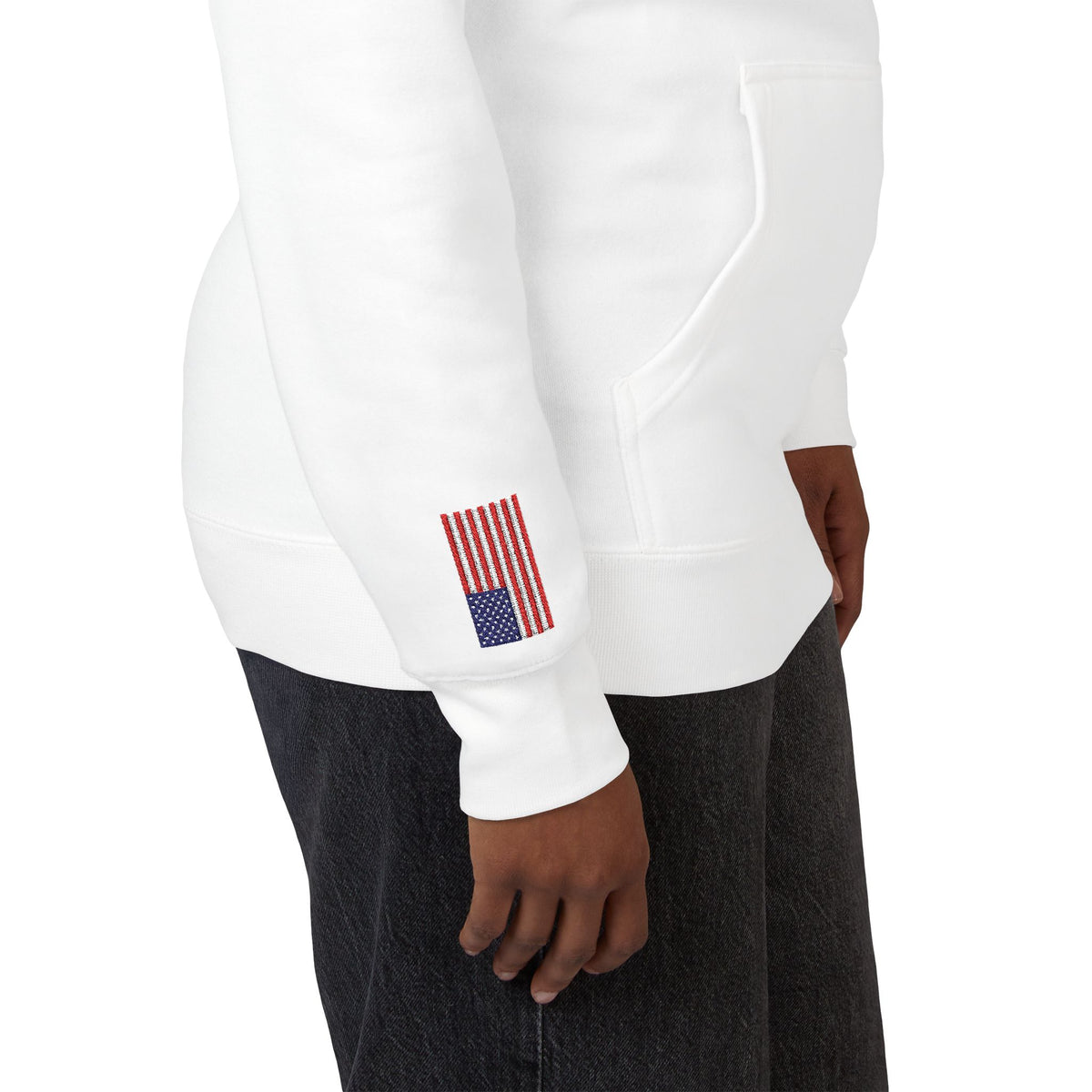 Scottish American Flag Fleece Hoodie | Scotland USA Dual Heritage Naturalization Gift | Personalized Initials | Embroidered Sleeve Flags - Proud & Loyal
