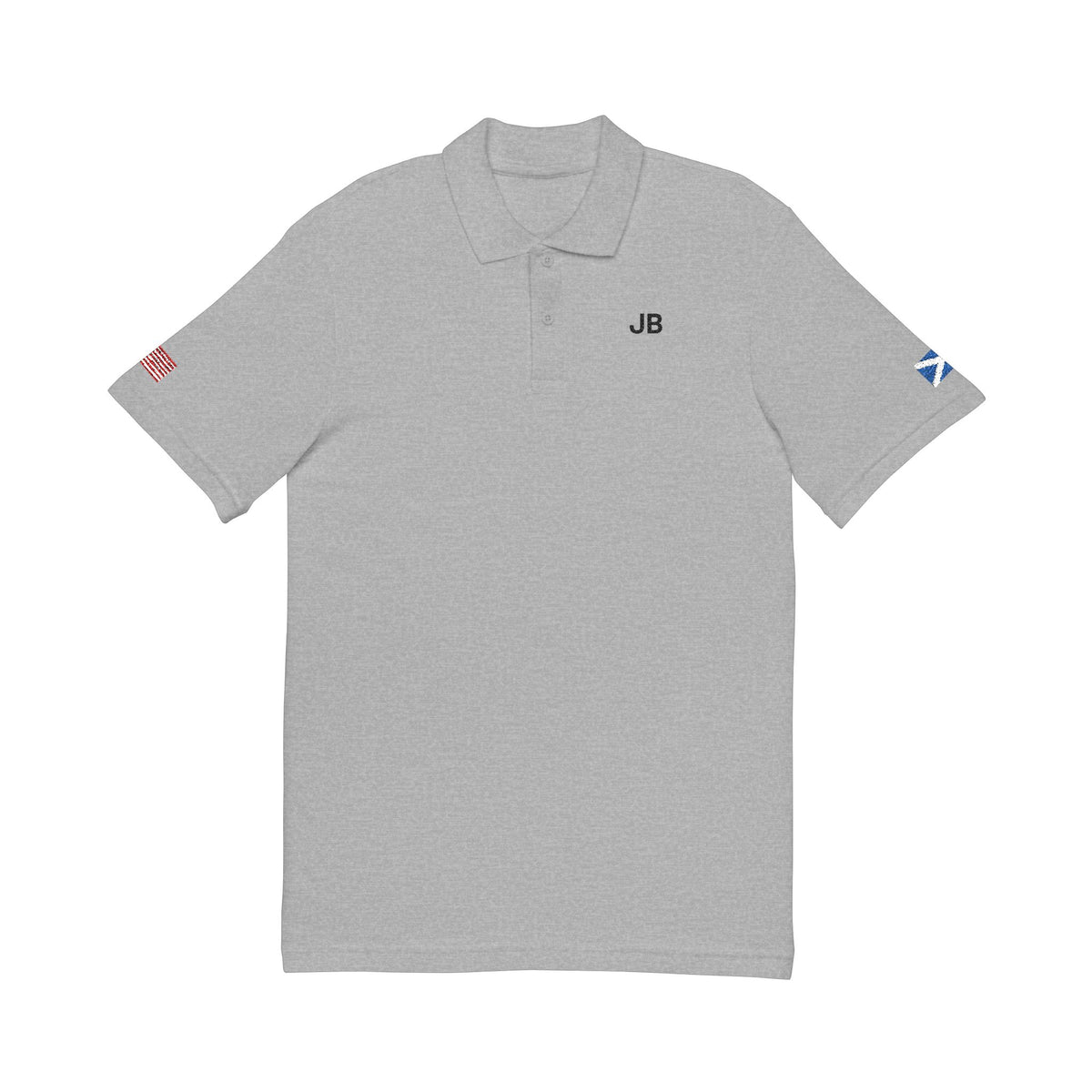 Scottish American Heritage Polo Shirt, Scotland USA Flag Embroidered Polo, Custom Initials, Cotton Pique Shirt, Scottish Gift - Proud & Loyal