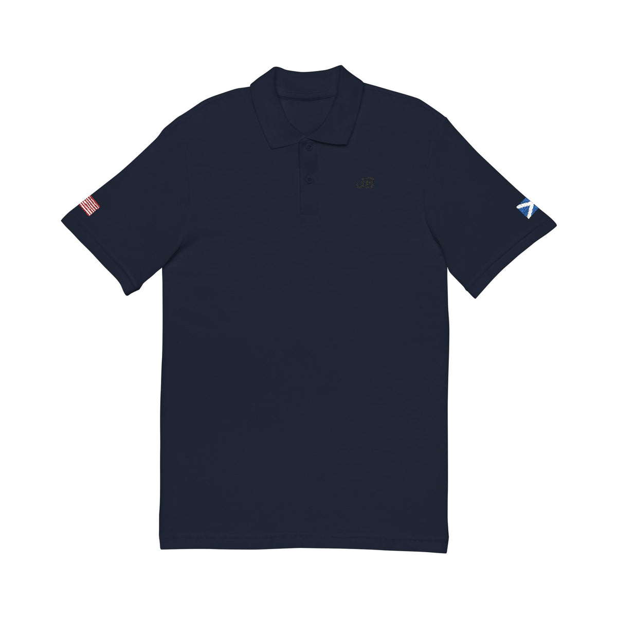 Scottish American Heritage Polo Shirt, Scotland USA Flag Embroidered Polo, Custom Initials, Cotton Pique Shirt, Scottish Gift - Proud & Loyal