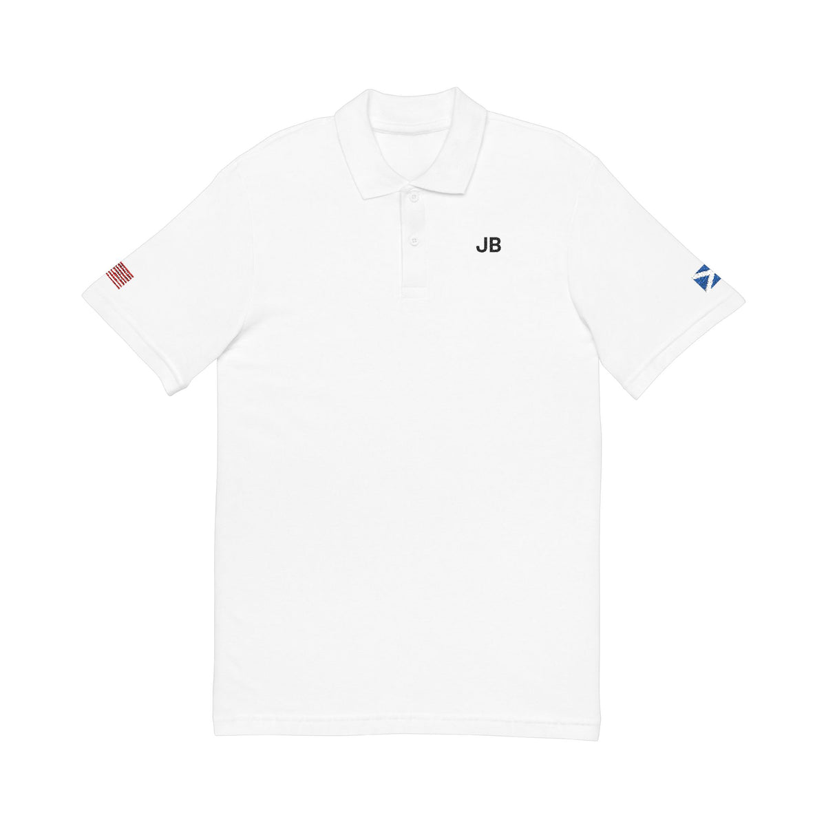 Scottish American Heritage Polo Shirt, Scotland USA Flag Embroidered Polo, Custom Initials, Cotton Pique Shirt, Scottish Gift - Proud & Loyal