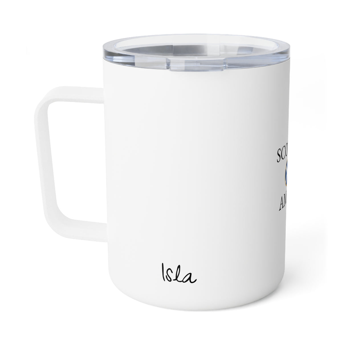 Scottish American Personalized Name Insulated Coffee Mug, Custom Travel Tumbler, Scotland USA Dual Heritage Naturalization Citizen Gift - Proud & Loyal