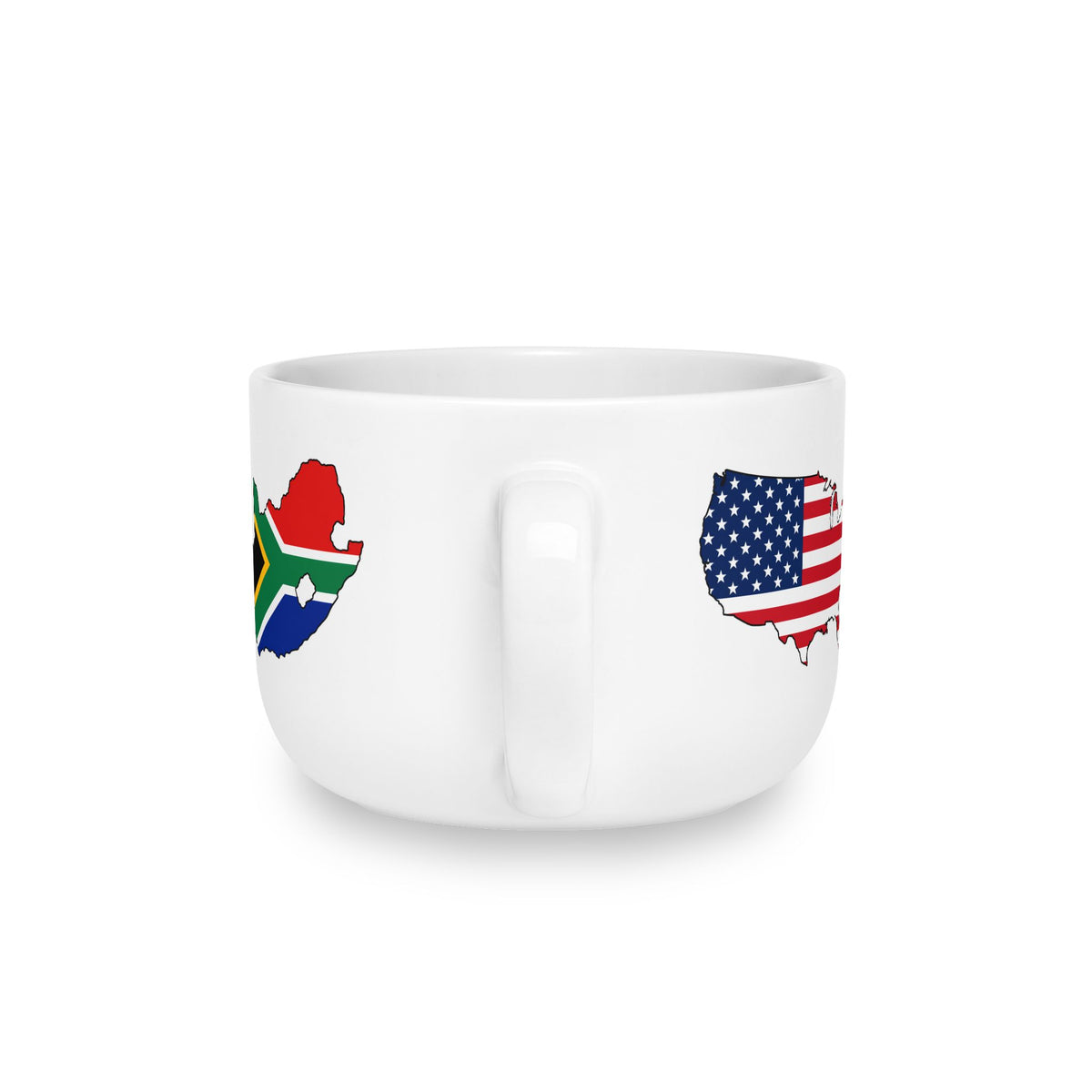 South African American Personalized Mug, South Africa Mzansi USA Dual Heritage Travel Gift, Custom Initials, 25 oz Oversized Latte Mug Soup - Proud & Loyal