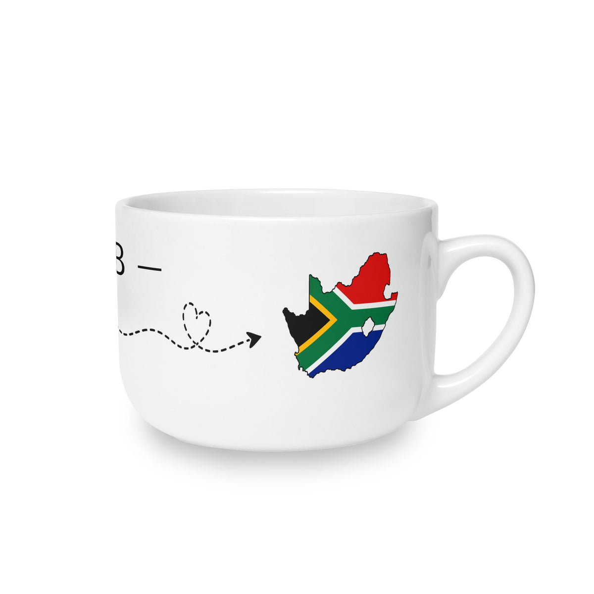 South African American Personalized Mug, South Africa Mzansi USA Dual Heritage Travel Gift, Custom Initials, 25 oz Oversized Latte Mug Soup - Proud & Loyal
