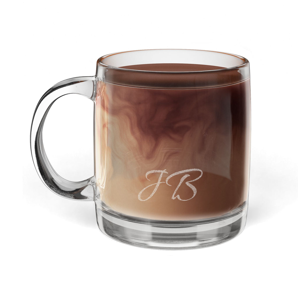 Switzerland America Etched Glass Coffee Mug | Personalized Initials | Swiss American USA Helvetia Pride Heritage 12.25oz Engraved Cup - Proud & Loyal