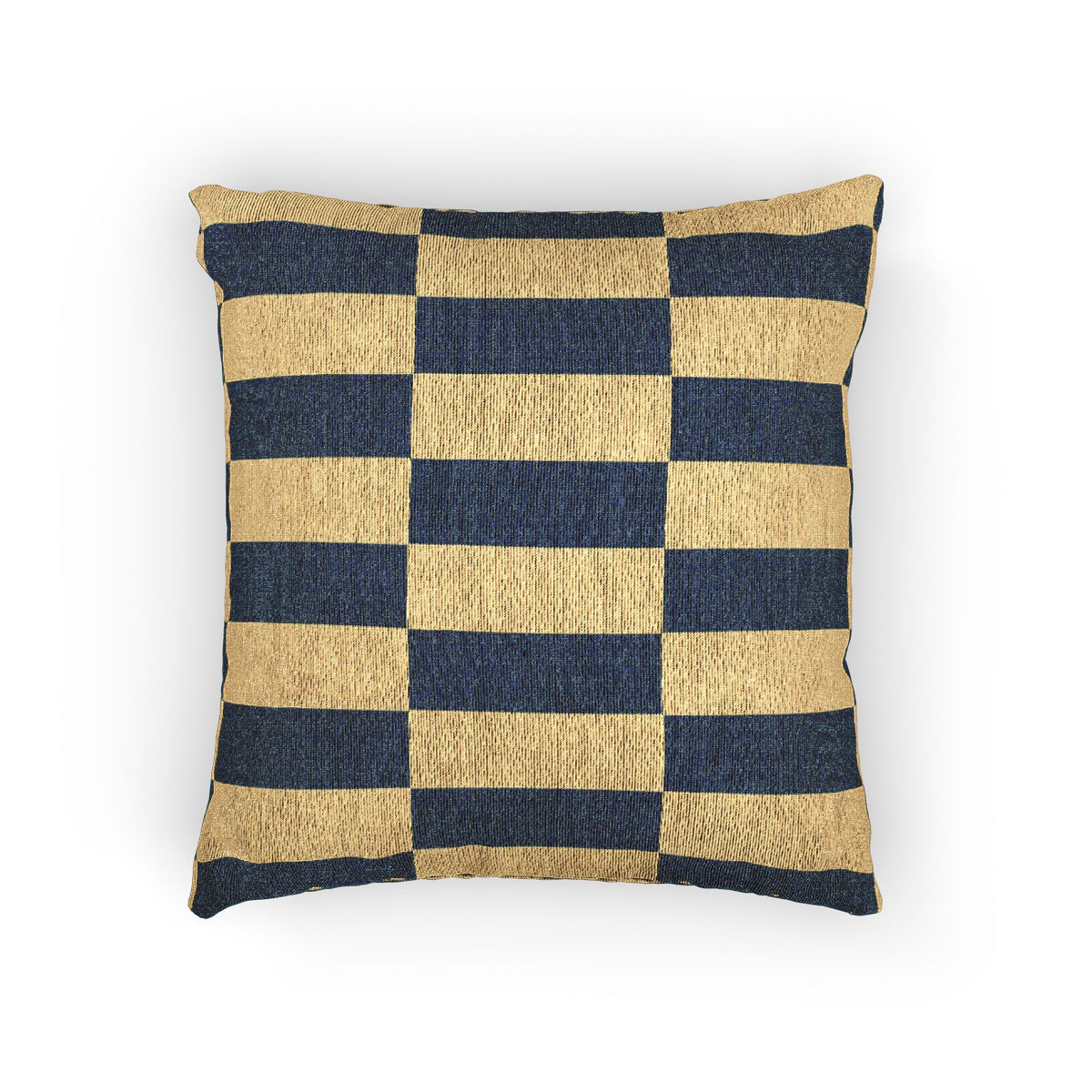 Ukraine Flag Navy and Natural Check Woven Pillow | Ukrainian Flag Geometric Throw Pillow - Proud & Loyal