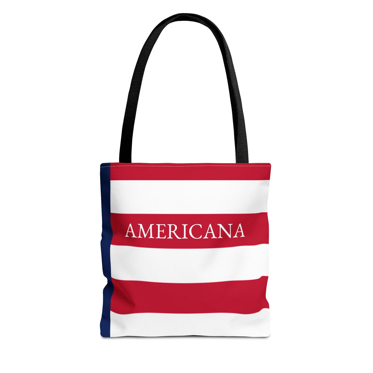 USA American Americana Resort Stripe Tote Bag, Custom Canvas Beach Bag, Large Everyday Commuter Tote, Symmetrical Patriotic Holiday Gift - Proud & Loyal